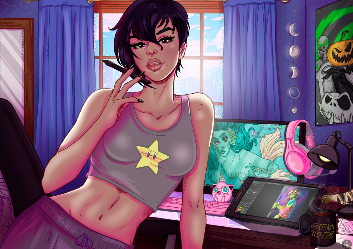 ladywildnimue's tweet image. ¡Hola a todos! Me llamo María y soy ilustradora. En esta cuenta hago contenido erótico y estoy creando un personaje basado en mí. Podéis apoyarme en el enlace que hay en mi perfil pero también siguiéndome. ¿Me ayudáis con un retuit para llegar a más gente? 💜