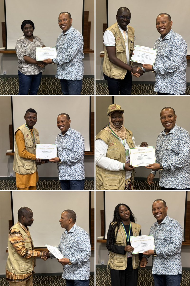 S.E. <a href="/TrovoadaPatrice/">Patrice Trovoada</a>, Chef de la MOEUEA pour les élections présidentielles du 12 avril 2025 au #Gabon, a tenue une session de debriefing avec les observateurs électoraux de l'#UA sur leur observation de l'élection presidentielle à travers le pays. Il leur a remis des 1/2