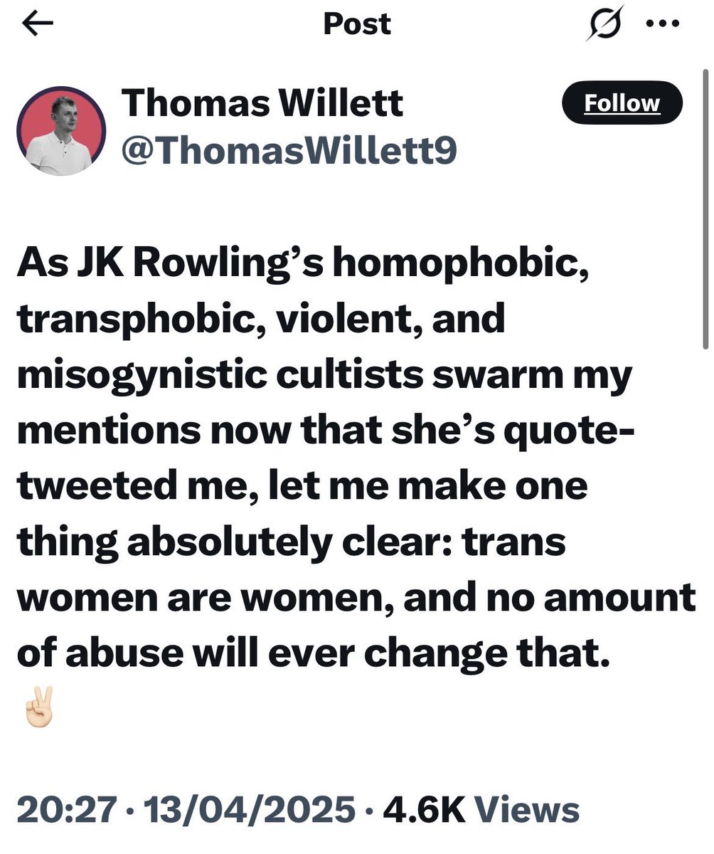 jk_rowling's tweet image. Man continues to insist that women must redefine their own sex class to include his fellow men, and sincerely believes this makes him a progressive hero.