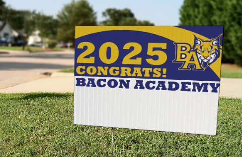 BaconProjGrad's tweet photo. Celebrate your 2025 Bacon graduate with a 24 x 18 staked graduation lawn sign! The signs are $20 and available by ordering here: https://t.co/hDpFuANpQB  **NEW THIS YEAR** select printed personalization for only $5 more!
Please order by May 1st for pickup at Bacon on May 3rd. https://t.co/mcxasqGnDL