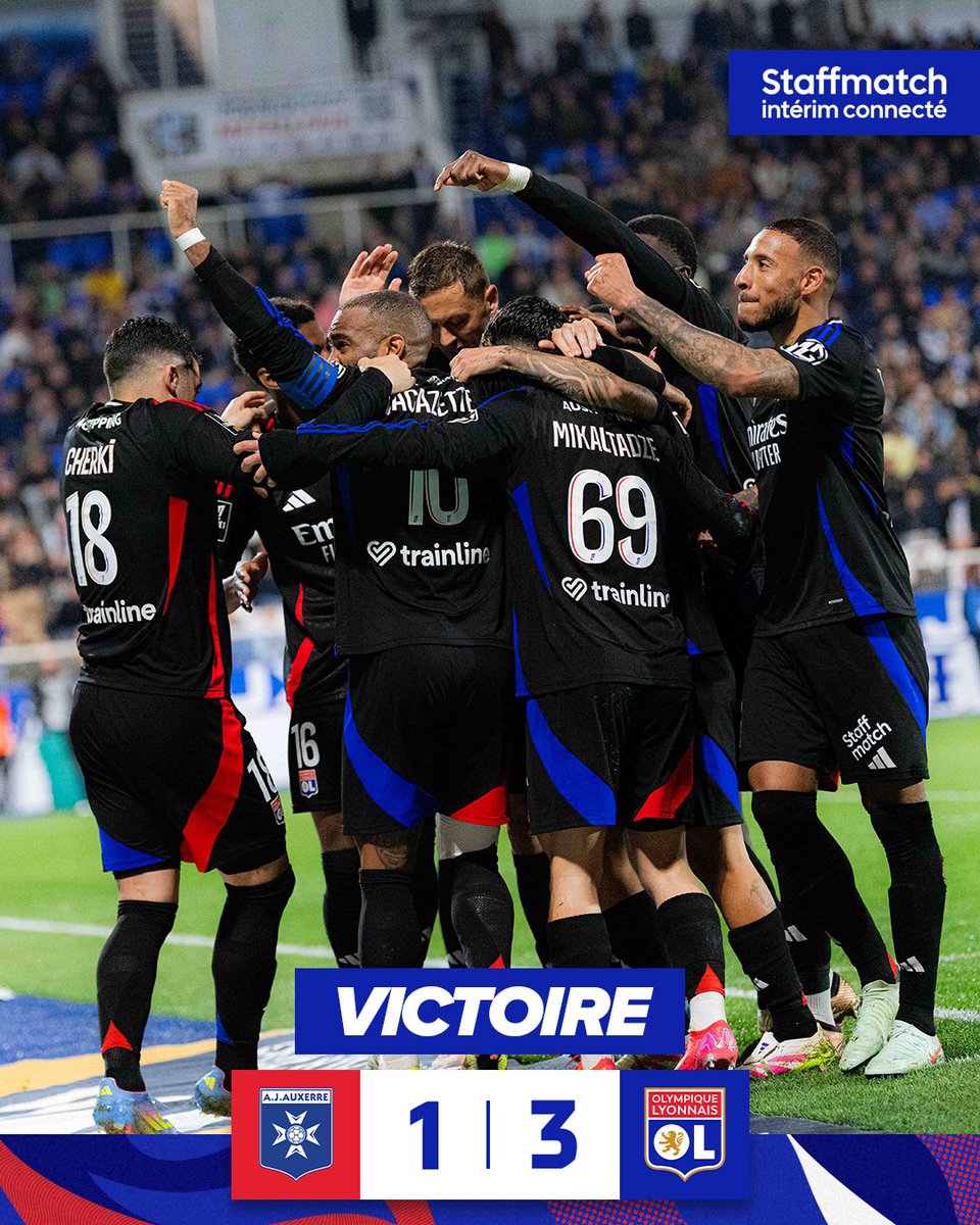 Olympique Lyonnais (@ol) on Twitter photo 𝐕𝐈𝐂𝐓𝐎𝐎𝐎𝐎𝐎𝐈𝐈𝐈𝐈𝐈𝐑𝐄 🔥
On revient ce soir à deux points de la deuxième place de <a href="/Ligue1/">Ligue 1 McDonald's</a> ! 🦁💥
On continue d'avancer ! 👊🔴🔵
1-3 #AJAOL 𝐕𝐈𝐂𝐓𝐎𝐎𝐎𝐎𝐎𝐈𝐈𝐈𝐈𝐈𝐑𝐄 🔥
On revient ce soir à deux points de la deuxième place de <a href="/Ligue1/">Ligue 1 McDonald's</a> ! 🦁💥
On continue d'avancer ! 👊🔴🔵
1-3 #AJAOL