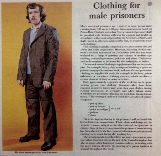 This is what they tried to get republican prisoners on the blanket protest to wear as part of the British government’s criminalisation of the republican struggle they never succeeded