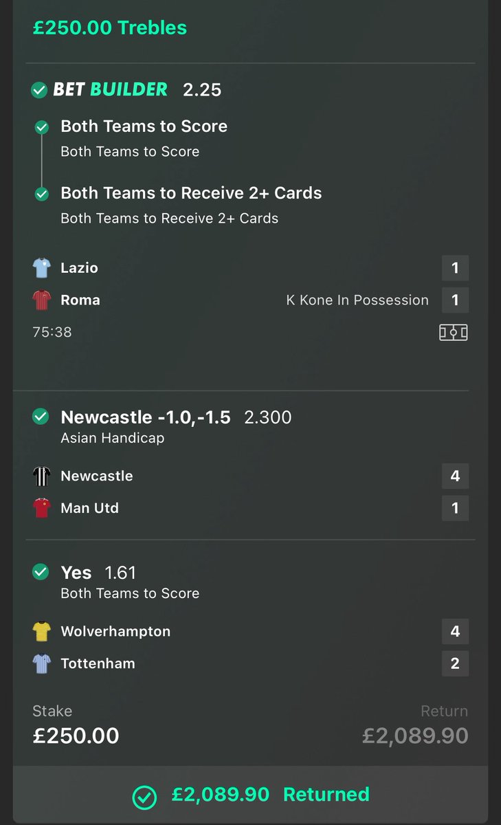 jk720031's tweet image. +£4,300 from the Rome derby🫨

Let’s get the giveaway going!🎁

Vip just cashed 2 huge bets 
•22/1 £10-&amp;gt;£220
•7.3/1 £10-&amp;gt;£83.50

If you want to get involved for the ucl this week drop a message under this and I’ll dm you!❤️