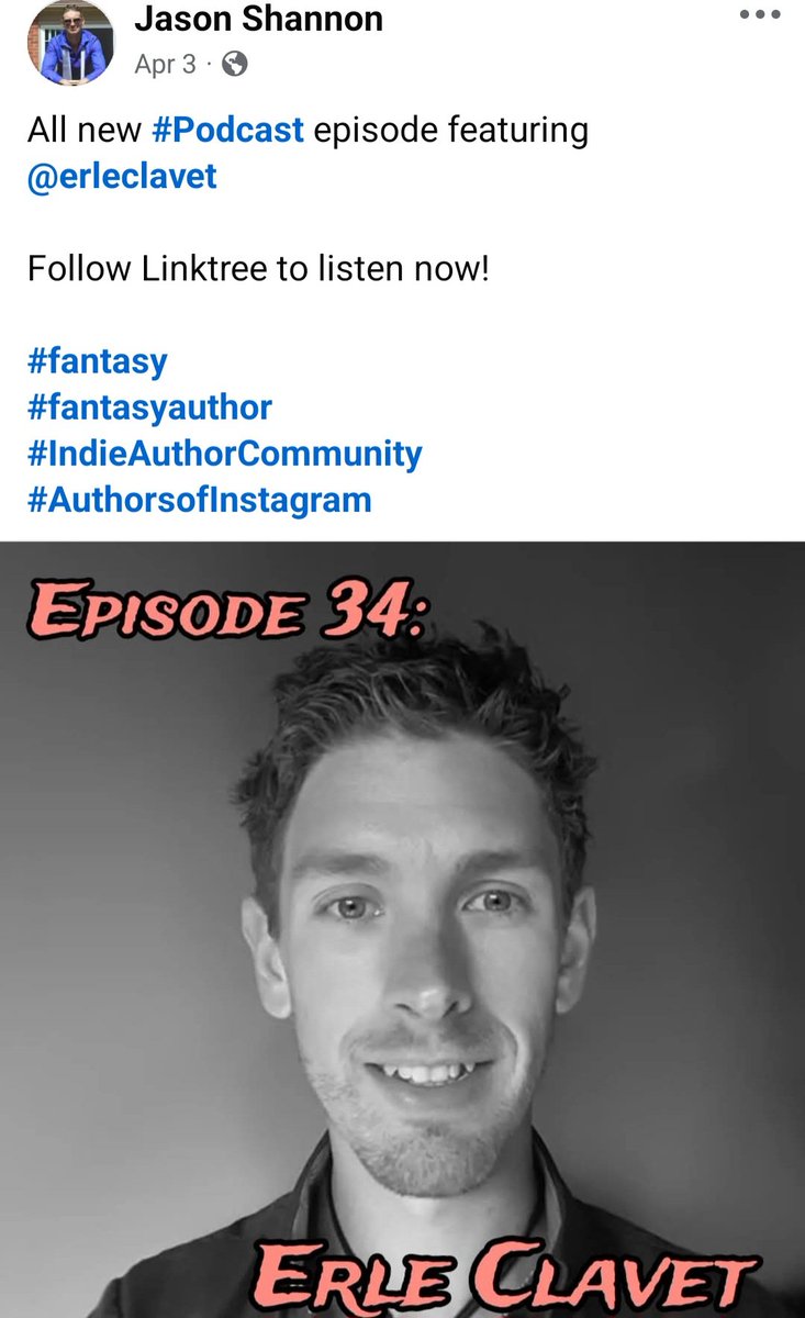 Erle Clavet | Fantasy Author, Artist (@erleclavet) on Twitter photo Had the opportunity to be on Jason Shannon's podcast. We talked about my three books, what got me into writing, and where I hope my journey as an author will take me. Thank you, Jason, for having me.
#fantasyauthor #epicfantasy #podcast #authoursofinstagram Had the opportunity to be on Jason Shannon's podcast. We talked about my three books, what got me into writing, and where I hope my journey as an author will take me. Thank you, Jason, for having me.
#fantasyauthor #epicfantasy #podcast #authoursofinstagram