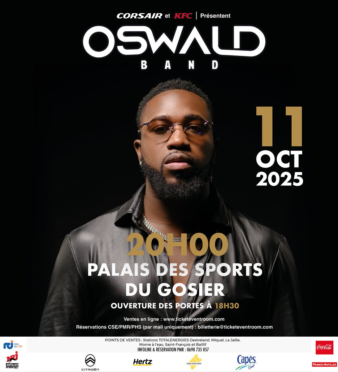 La #Guadeloupe Oswald Band débarque le 11 octobre 2025 au #gosier pour vous mettre le feu 🔥 au corps . Pral gen Konpa 

#music 
#konpa 
#kompa