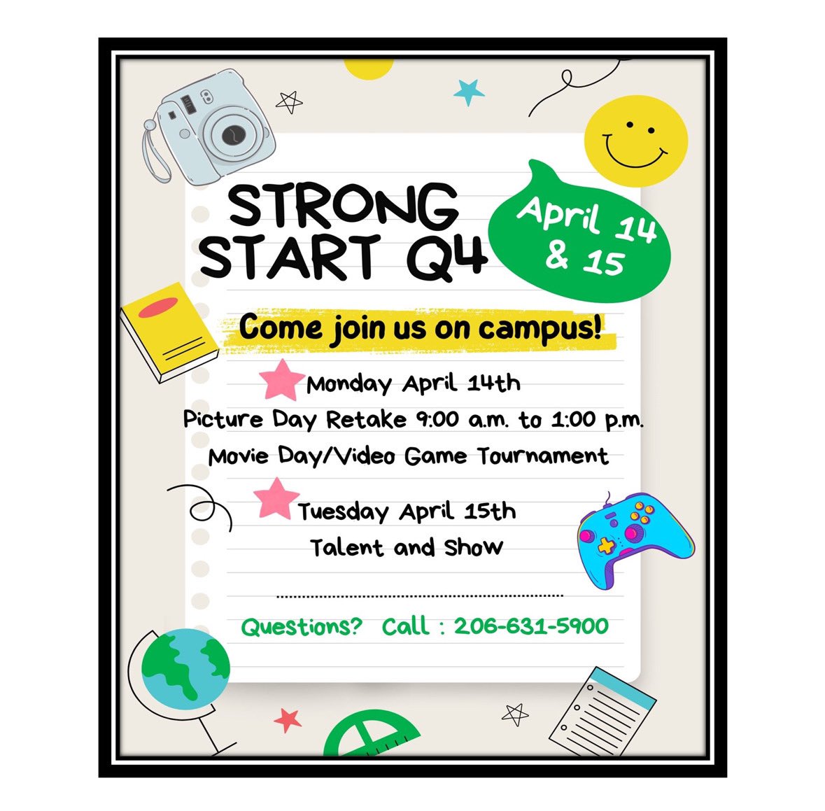 We hope everyone had a good spring break! Tomorrow is the start of Quarter 4 so we invite students to join us for Strong Start Q4. Start Q4 off on the right food! 💪🏽