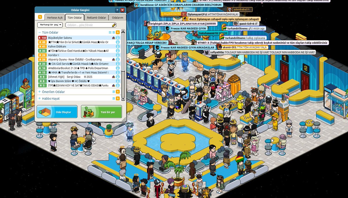 Bugün son kez Habbolar.com'un kapatılması için protesto yaptık ve yarın alınacak kararı beklemeye geçtik. 

Gittiğimiz odaların hiçbirinde oyunun zararına bir şey yapmadık ve kurallara aykırı davranışlar olmasına zaten izin vermeyiz. Habbo'da yıllardır bu tarz