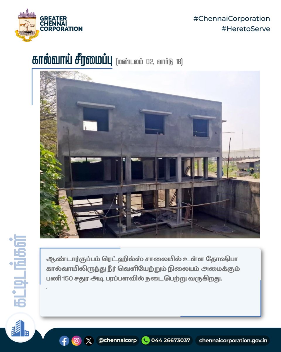 chennaicorp's tweet photo. வணக்கம் #Chennaiites🙏

ஆண்டார்குப்பம் ரெட்ஹில்ஸ் சாலையில் உள்ள தோஷிபா கால்வாயிலிருந்து நீர் வெளியேற்றும் நிலையம் அமைக்கும் பணி 150 சதுர அடி பரப்பளவில் நடைபெற்று வருகிறது. 

📍 மண்டலம் 02, வார்டு 18

#ChennaiCorporation | #HeretoServe | #PumpRoom  | #Nammachennai | #NammaChennaiSingaraChennai | #NeermiguChennai

@PriyarajanDMK  @MMageshkumaar @kgbias