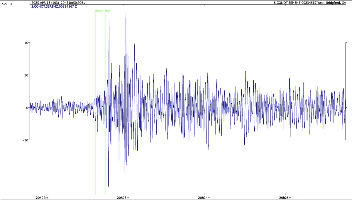 M6.5 earthquake, Fiji, at 20.03 UTC on 13 April 2025. Recorded in Nottingham using 'slinky' school seismometer
#earthquake ⚒️ #geology 🦕
earthquake.usgs.gov/earthquakes/ev…