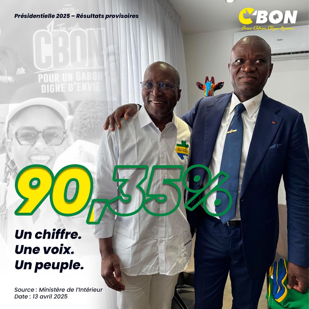 C’est avec un profond sentiment de fierté et un immense respect que je tiens à adresser mes chaleureuses félicitations à Son Excellence, le Président de la République, Chef de l’État, Brice Clotaire Oligui Nguema, pour sa brillante élection à la magistrature suprême de notre pays