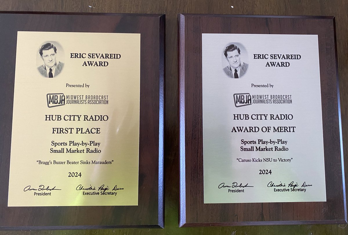 David Tukesbrey🎙 (@davidtukesbrey) on Twitter photo Extremely blessed for winning two play-by-play awards at the MBJA Sevareid Awards last night in the Twin Cities! Shout out to <a href="/madelyuu/">Madelyn Bragg</a> for her GW layup from <a href="/RiannaFillipi/">rianna fillipi</a> for the <a href="/nsuwolves_wbb/">NSU Wolves WBB</a> win over UMary + <a href="/thejeremycaruso/">Jeremy Caruso</a> GW FG for <a href="/NSUWolves_FB/">Northern State Football🐺 🏈</a> over Duluth!
Psalms 37.4. Extremely blessed for winning two play-by-play awards at the MBJA Sevareid Awards last night in the Twin Cities! Shout out to <a href="/madelyuu/">Madelyn Bragg</a> for her GW layup from <a href="/RiannaFillipi/">rianna fillipi</a> for the <a href="/nsuwolves_wbb/">NSU Wolves WBB</a> win over UMary + <a href="/thejeremycaruso/">Jeremy Caruso</a> GW FG for <a href="/NSUWolves_FB/">Northern State Football🐺 🏈</a> over Duluth!
Psalms 37.4.