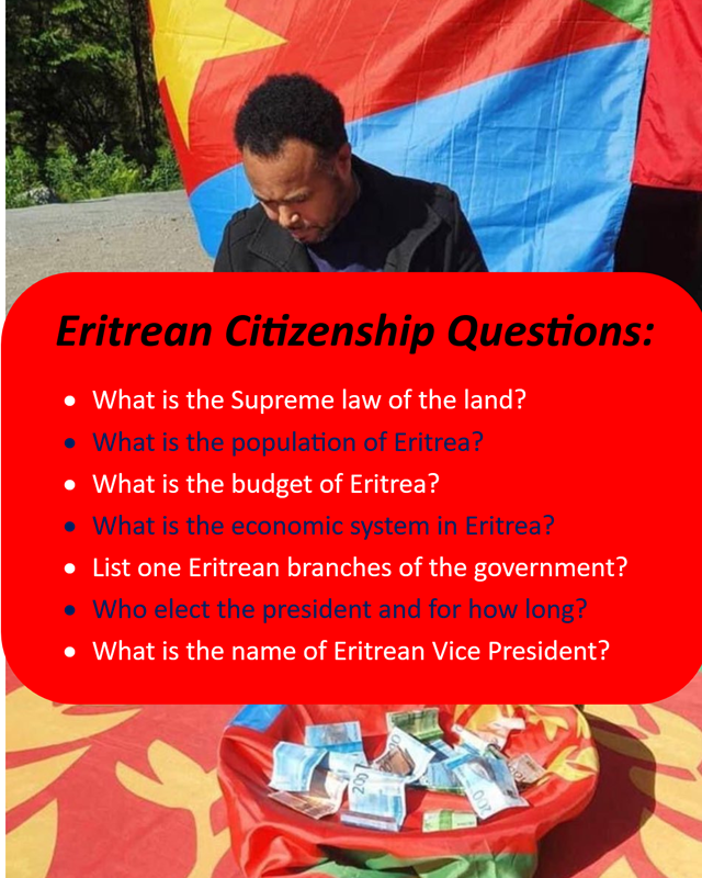 TsehayeAwet's tweet photo. It's the duty of every citizen to know the basic facts of their nation. Let's see how Eritreans do or better yet let's see how those who want take Eritrean citizenship do.     

@SecRubio
@USTreasury
@DrJPPham
@TiborPNagyJr
@mrubin1971 
@KjetilTronvoll https://t.co/jvwp6zVYSD