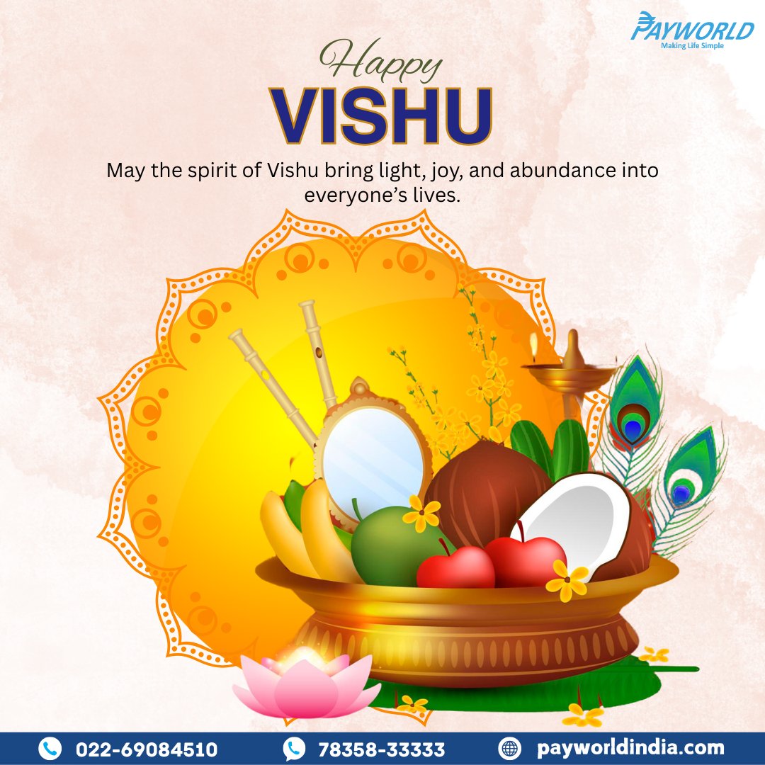 The spirit of Vishu inspires hope, new beginnings, and shared prosperity. Inspired by this spirit, #PayWorld continues to serve communities with dedication, ease, and trust.
Wishing everyone a bright and prosperous Vishu!
#HappyVishu #Vishu2025 #DigitalIndia #SeamlessServices