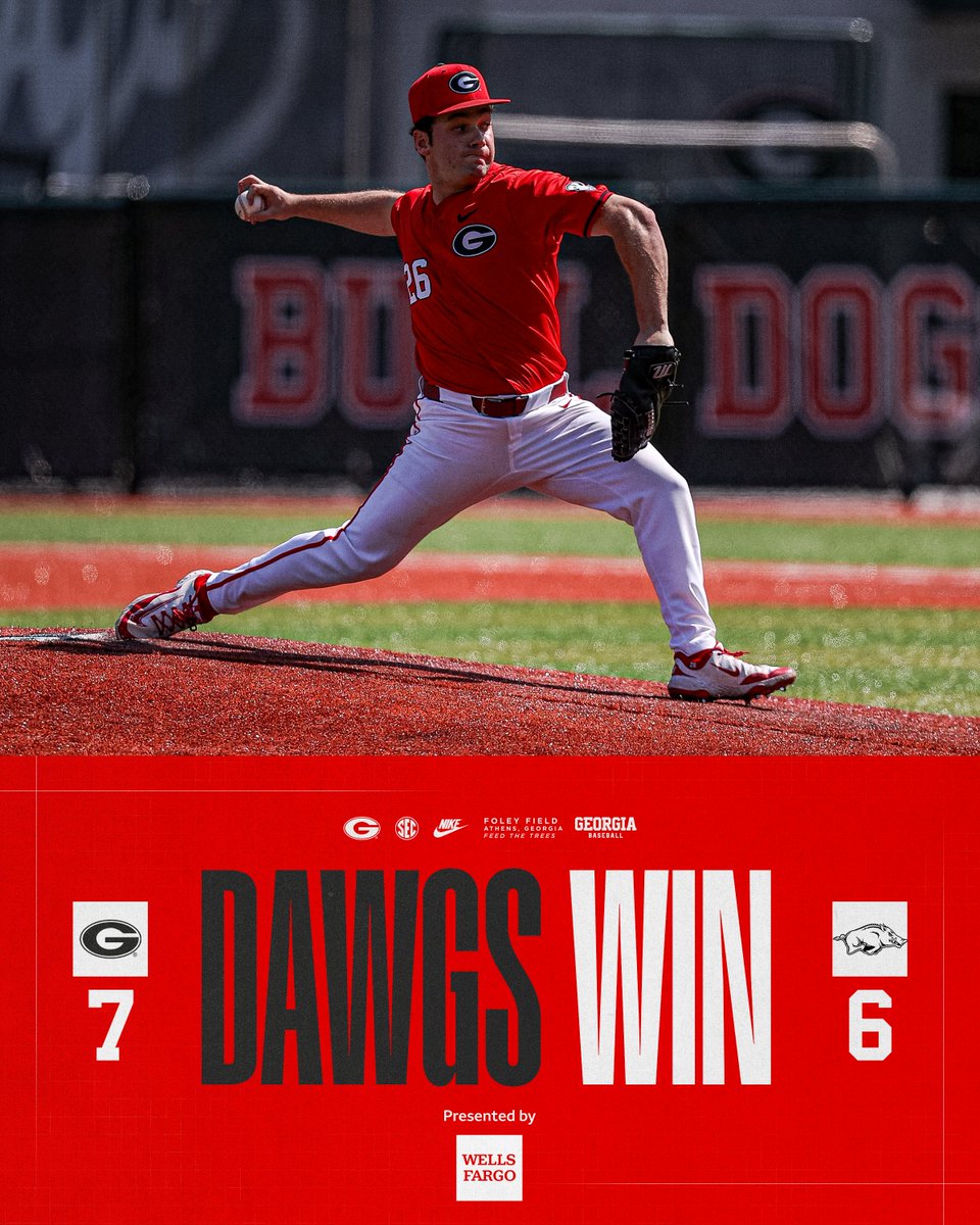 Georgia Baseball (@baseballuga) on Twitter photo Belief.
Georgia topples No. 1 Arkansas in a 12-inning thriller to take the series.
The Dawgs will return to action at 7 p.m. Tuesday evening at Truist Park against Georgia Tech.
#GoDawgs | <a href="/WellsFargo/">Wells Fargo</a> Belief.
Georgia topples No. 1 Arkansas in a 12-inning thriller to take the series.
The Dawgs will return to action at 7 p.m. Tuesday evening at Truist Park against Georgia Tech.
#GoDawgs | <a href="/WellsFargo/">Wells Fargo</a>