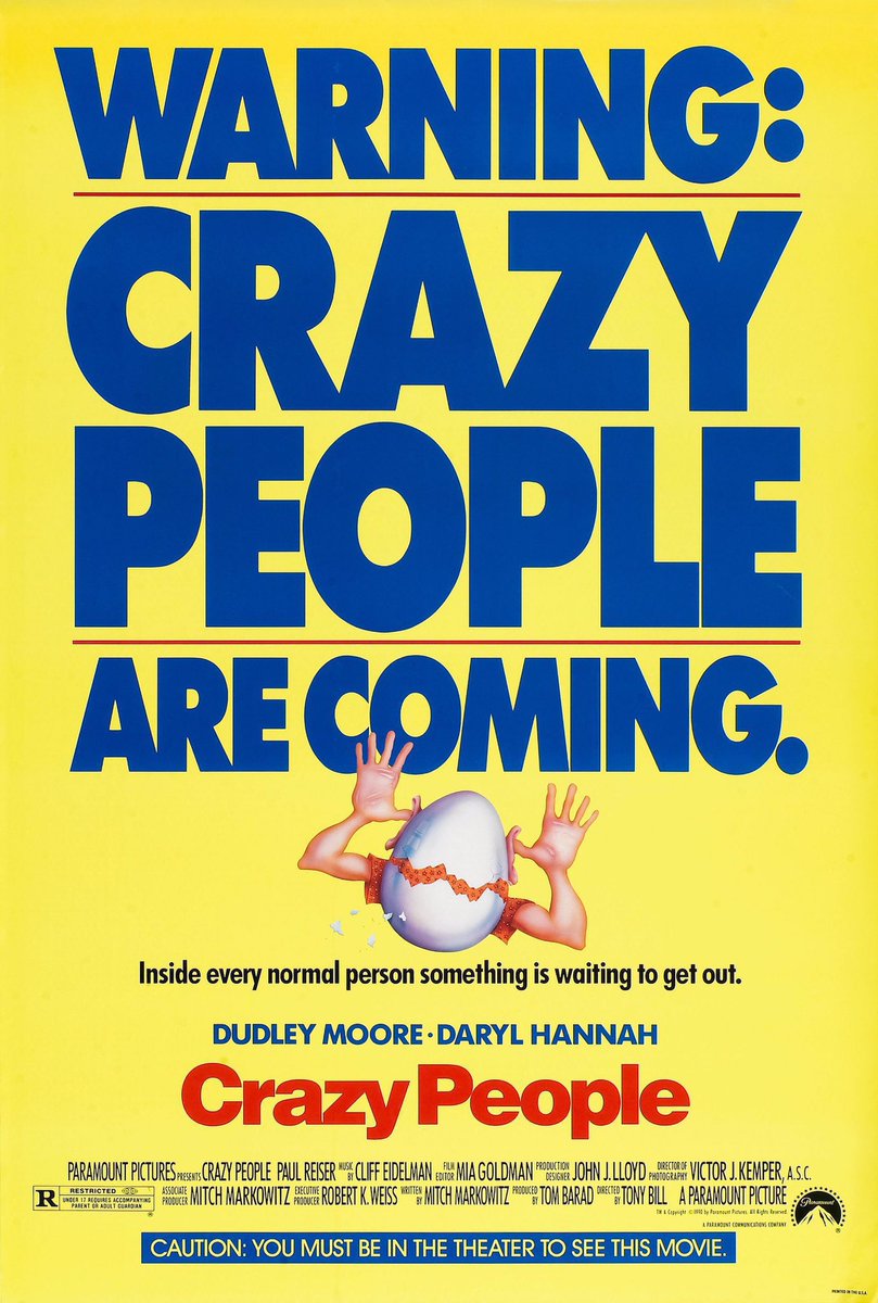 FilmNewsNos's tweet photo. 🎬MOVIE HISTORY: 35 years ago today, April 13, 1990, the movie ‘Crazy People’ opened in theaters!
#DudleyMoore #DarylHannah @PaulReiser #JTWalsh #MercedesRuehl #AlanNorth #DavidPaymer #BillSmitrovich #TonyBill https://t.co/1cHEH9CZAY