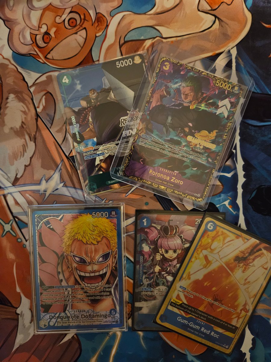 Yesterday I won the Store Regional at Ravecards with Doflamingo.

🟢 Shanks
🟢 Yamato
🟢 Doofy
🟢 Shanks
🟢 Y Kid

If you are interested in the Decklist I made a video about it.
youtu.be/hPzaxgtEGwM

#ONEPIECE  #OnePieceCardGame #OnePieceTCG