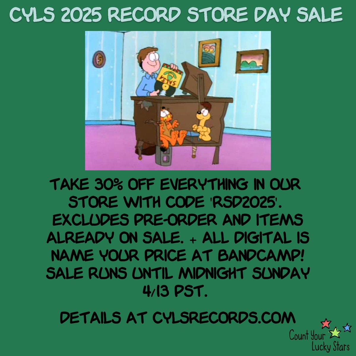 Mt. Oriander (@mtoriander) on Twitter photo Record Store Day sale at <a href="/cylsrecords/">Count Your Lucky Stars Records</a>! Go get my stuffs (this band + <a href="/eeiwale/">Empire! Empire! (I Was a Lonely Estate)</a> <a href="/PartingBand/">Parting</a> <a href="/annaflyawayband/">Anna Flyaway</a>). 30% off + name your price digital at Bandcamp.
Store: countyourluckystars.limitedrun.com
Enter 'RSD2025' at checkout.
Bandcamp: countyourluckystars.bandcamp.com Record Store Day sale at <a href="/cylsrecords/">Count Your Lucky Stars Records</a>! Go get my stuffs (this band + <a href="/eeiwale/">Empire! Empire! (I Was a Lonely Estate)</a> <a href="/PartingBand/">Parting</a> <a href="/annaflyawayband/">Anna Flyaway</a>). 30% off + name your price digital at Bandcamp.
Store: countyourluckystars.limitedrun.com
Enter 'RSD2025' at checkout.
Bandcamp: countyourluckystars.bandcamp.com