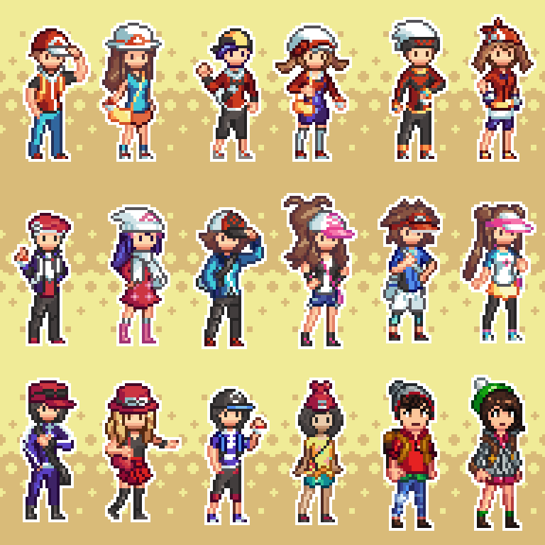 PastelZel's tweet photo. Pokemon trainers.

#pixelart #pokemon #nintendo https://t.co/09Pvwvc7Yf