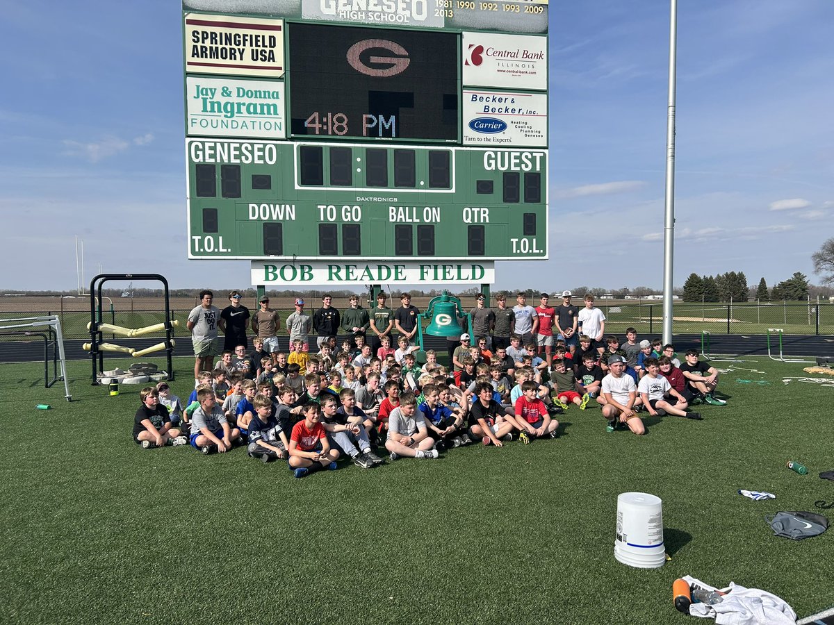 2025 Geneseo Spring Football Campers.  The future Green Machine looks bright. Go Green Machine.
