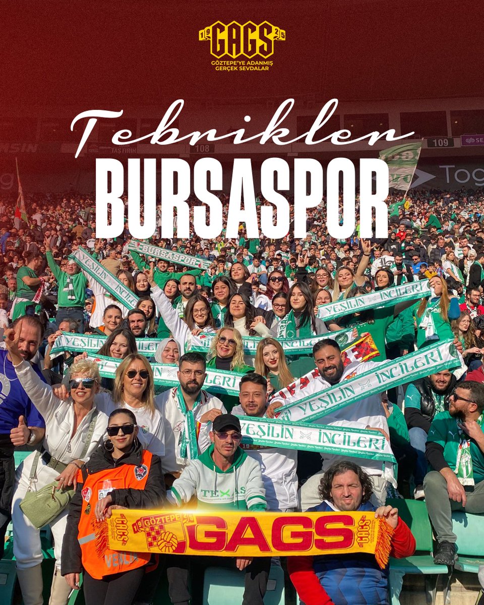 3. Lig’de Şampiyon olan dost Bursaspor’u ve taraftarını tebrik ederiz.

#Bursaspor #Göztepe #GAGS