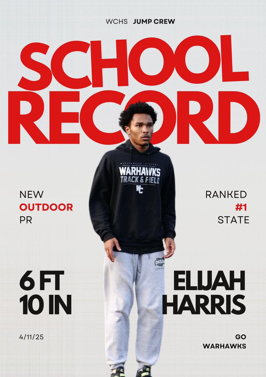 Coach Tami Harris (@teamharrisboys1) on Twitter photo The kidβs got springs! Congratulations <a href="/Elijah_j_harris/">Elijah Harris</a> on his #1 in the State/New PR/New Outdoor school record in his 1st meet of the season. More good things to come Iβm sure!
<a href="/warhawkstrack/">Westerville Central Boys and Girls Track and Field</a> #highjump The kidβs got springs! Congratulations <a href="/Elijah_j_harris/">Elijah Harris</a> on his #1 in the State/New PR/New Outdoor school record in his 1st meet of the season. More good things to come Iβm sure!
<a href="/warhawkstrack/">Westerville Central Boys and Girls Track and Field</a> #highjump