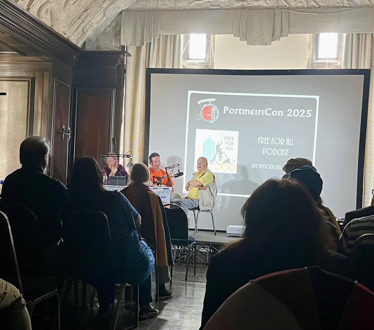 freeforallpod's tweet photo. Well we had a blast recording our first ever live podcast at #portmeiricon 2025. Thank you to everyone that attended and participated. #sixofone #freeforall #portmeirion #patrickmcgoohan https://t.co/nUJt9sUJ3M