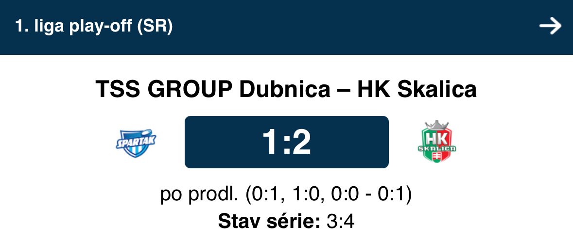 Game 7 slovenské 1. ligy rozhodla branka v čase 129:46, což je nyní nový nejdelší zápas slovenské hokejové historie. 

Dosud platný rekord byl překonán o 20 minut (95/96 Martin-Trenčín 4:3).