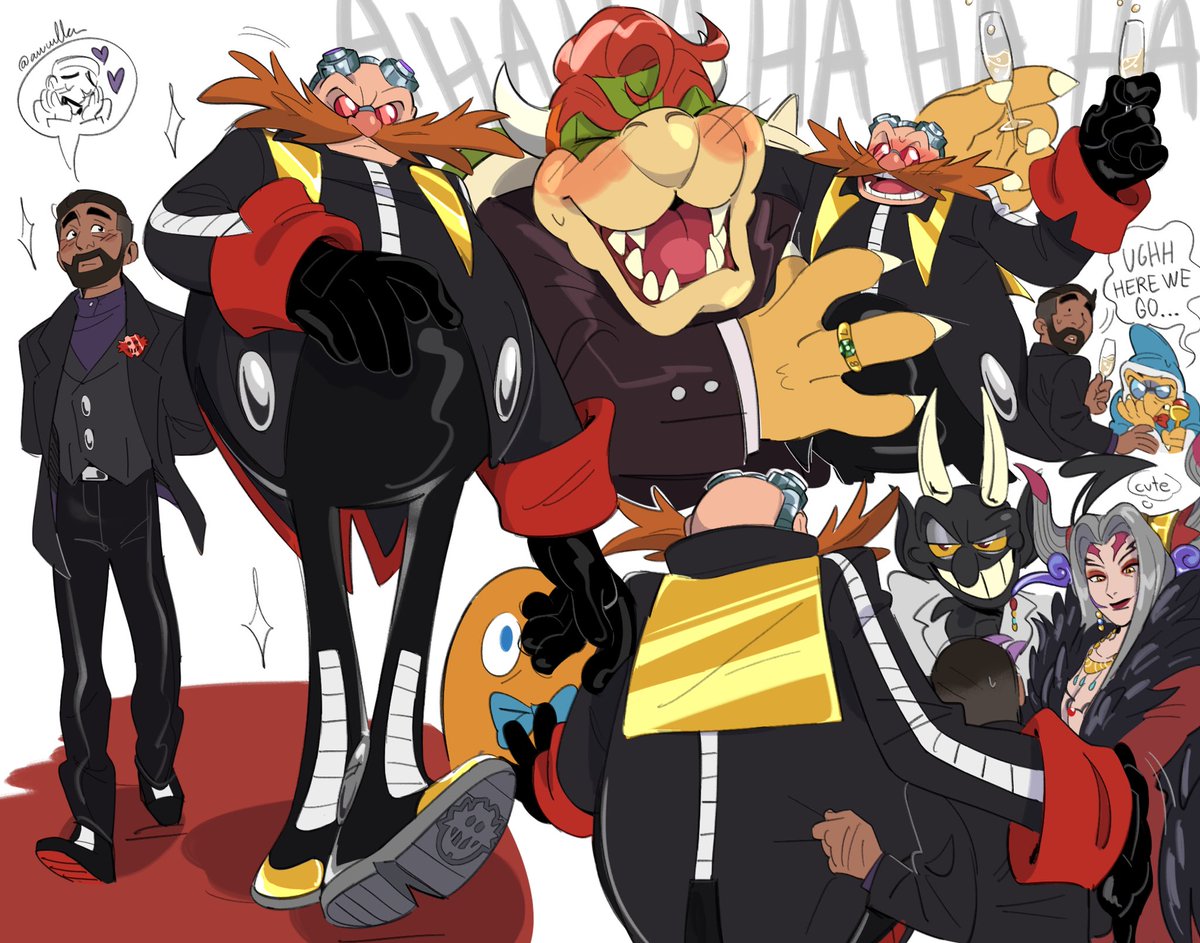 awwlba's tweet image. eggman and stone at the villain convention