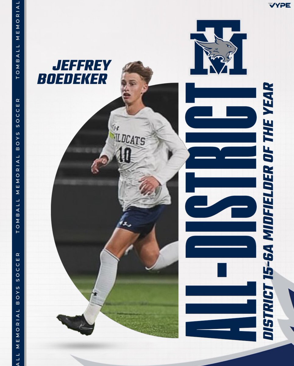 Congratulations to our District 15-6A Midfielder of the year, Jeffrey Boedeker! Jeff, who was one of our three captains had 8 goals and 4 assists on the season!
