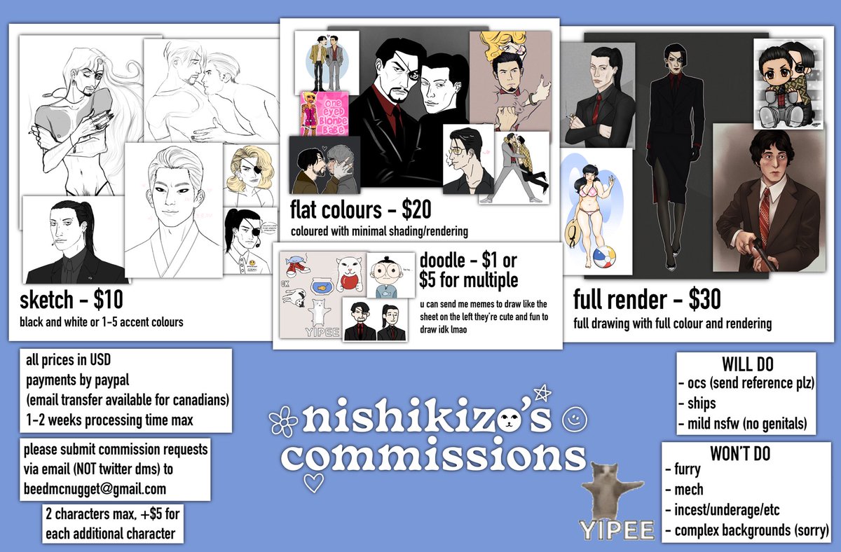 nishikizo's tweet image. hello everyone I’ve decided to open c♡mmissions please email me if ur interested :-)