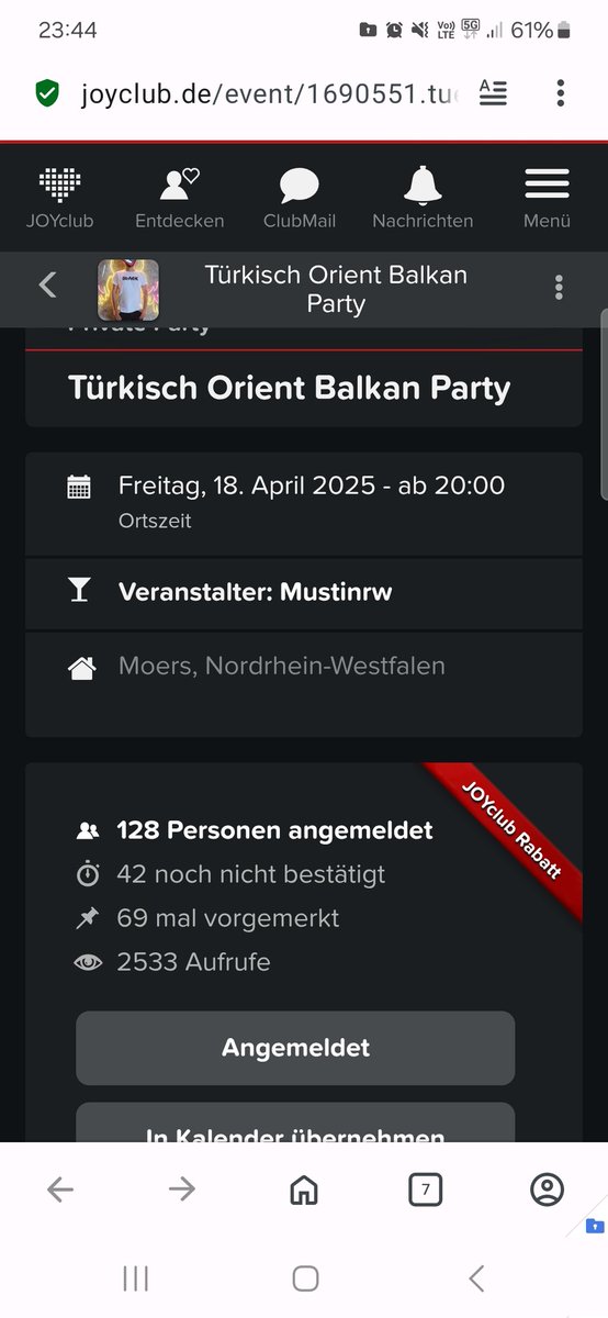 Dostlar Partimize şimdiye kadar 128 kişi (64 çift) kayıt yaptırmıştır ve kayıtlar devam etmektedir!
Partimiz Almanya'nın Moers şehrinde gerçekleşecektir.
Katılmak isteyen dostlarımız bizimle iletişime geçebilir. Hep birlikte unutulmaz bir geceye imza atacağız!