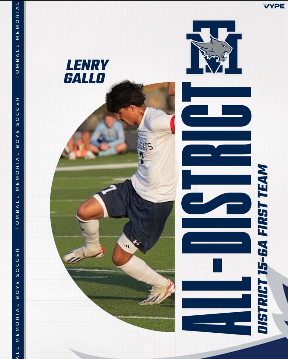 Congratulations to Lenry Gallo on his selection to District 15-6A 1st Team. Lenry was one of our team captains and was a leader on and off the field. Lenry had 1 goal and 1 assist during the season but had the game winner for us during round 1 of playoffs!
