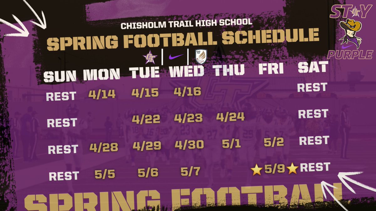 Ricklan Holmes♠️ (@ricklanholmes) on Twitter photo 1st Day of Spring Ball
#SLR #TTP #F4 #StayPurple #RecruitCTRangers <a href="/THSCAcoaches/">THSCA</a> <a href="/Ath_Dynasty/">The Athletic Academy</a> <a href="/dctf/">Dave Campbell's — TexasFootball.com</a> <a href="/MaxPreps/">MaxPreps</a> <a href="/Rivals/">Rivals</a> <a href="/247Sports/">247Sports</a> <a href="/On3Recruits/">Follow @Rivals</a> @DfwTopTalent <a href="/PrepRedzoneTX/">Prep Redzone Texas</a> <a href="/NPCoachMorgan/">Blane Morgan</a> <a href="/FCRecruits/">First Choice Recruiting</a> <a href="/CTHS_RangersFB/">Chisholm Trail HS Rangers Football</a> 1st Day of Spring Ball
#SLR #TTP #F4 #StayPurple #RecruitCTRangers <a href="/THSCAcoaches/">THSCA</a> <a href="/Ath_Dynasty/">The Athletic Academy</a> <a href="/dctf/">Dave Campbell's — TexasFootball.com</a> <a href="/MaxPreps/">MaxPreps</a> <a href="/Rivals/">Rivals</a> <a href="/247Sports/">247Sports</a> <a href="/On3Recruits/">Follow @Rivals</a> @DfwTopTalent <a href="/PrepRedzoneTX/">Prep Redzone Texas</a> <a href="/NPCoachMorgan/">Blane Morgan</a> <a href="/FCRecruits/">First Choice Recruiting</a> <a href="/CTHS_RangersFB/">Chisholm Trail HS Rangers Football</a>