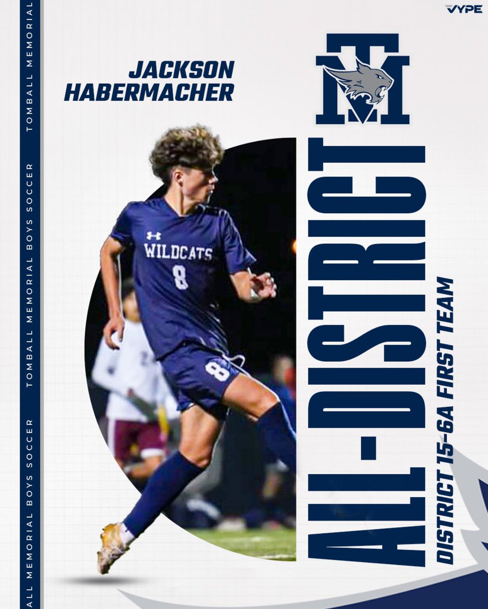 Congratulations to Jackson Habermacher on his selection to District 15-6A 1st Team. Jackson was one of our team captains and was a leader on and off the field. Jackson was a physical force for us and played wherever we needed him. Jackson had 2 goals and 2 assists!