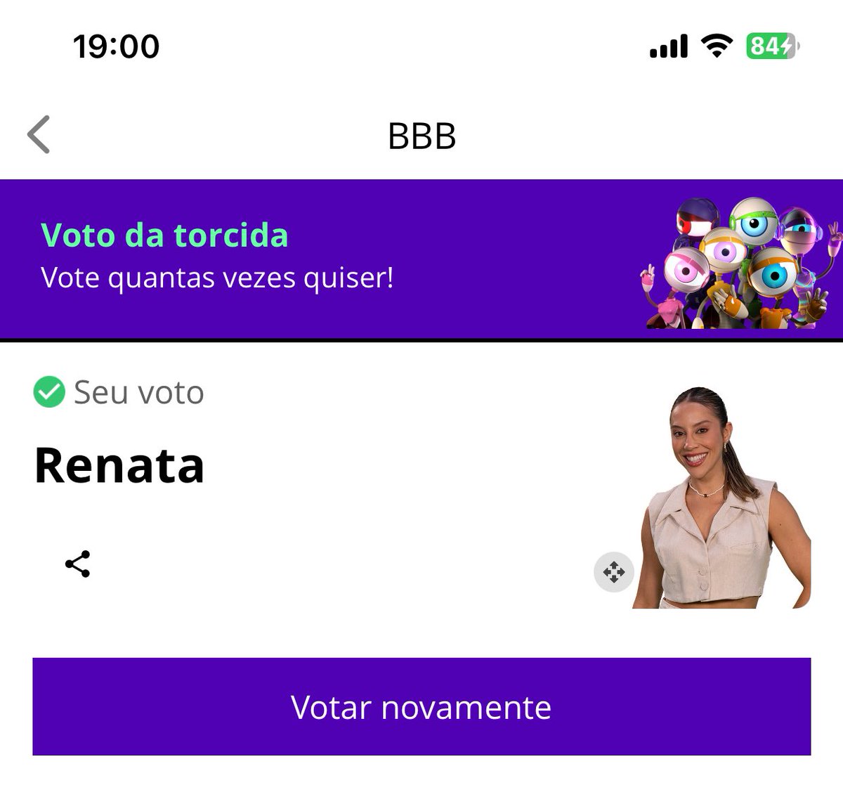 🚨CHAMADA DA NOITE: Quem estiver votando #ForaRenata no gshow neste momento dá Rt e Fav aqui pra eu ver quantos somos.
