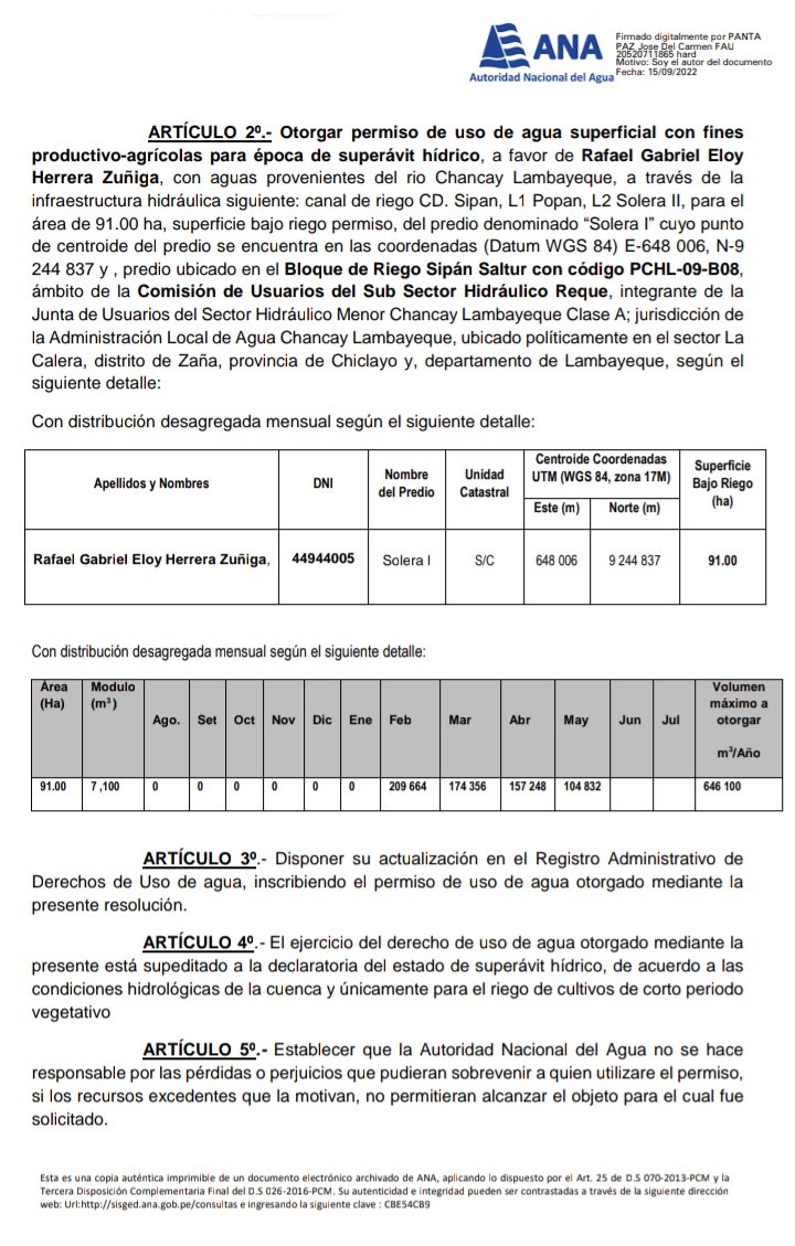 ginoequidad's tweet photo. 🥷Empresario asesinado en Miraflores era testaferro de permisos de agua de Becerril 🍊. Por eso los medios no mencionan su nombre. Aquí los documentos👇 que acreditan sus 91 hectáreas en el distrito de Zaña, en Chiclayo - Lambayeque. https://t.co/dl0gLuTC8w