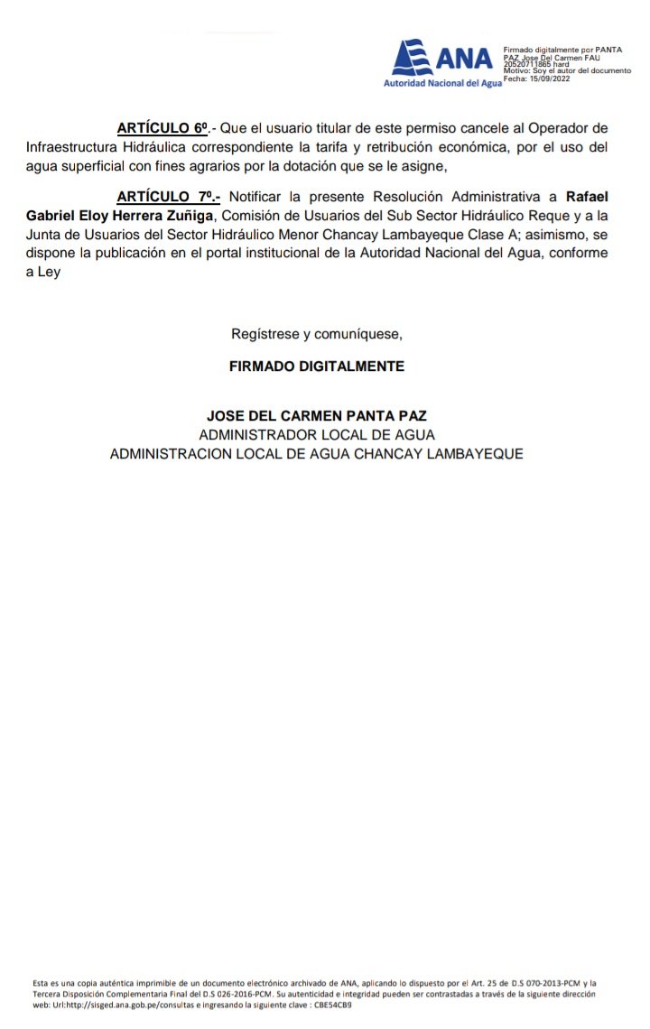 ginoequidad's tweet photo. 🥷Empresario asesinado en Miraflores era testaferro de permisos de agua de Becerril 🍊. Por eso los medios no mencionan su nombre. Aquí los documentos👇 que acreditan sus 91 hectáreas en el distrito de Zaña, en Chiclayo - Lambayeque. https://t.co/dl0gLuTC8w