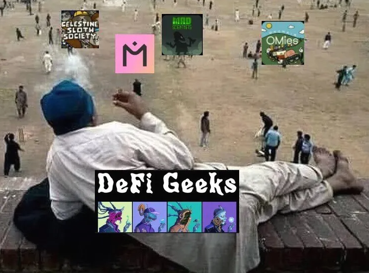 Defigeeek's tweet photo. @DeFiGeeksNFT 
Гики наблюдают за драмой NFT-коллекций в Cosmos
@CelestineSloths @madscientists_x @OnchainOMies @MANTRA_Chain https://t.co/0UXCbBP7kN