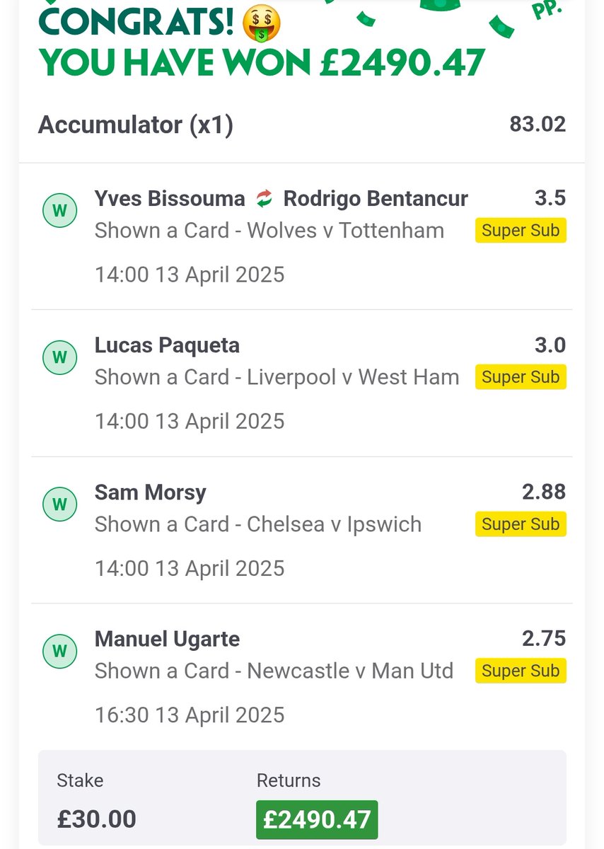 KABOOOOOOOOOOOOOOOOMMMMMMMMMMMMMMMMMM!!!!!!!! PADDY PAID ME OUT 👏👏👏👏👏👏

WHAT A BET! 🔥🔥🔥🔥🔥🔥🔥🔥🔥🔥🔥🔥🔥🔥🔥🔥🔥🔥🔥🔥🔥