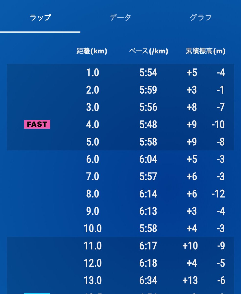 10㎞くらいから右足首に違和感あり。

左膝をかばうことで不自然な右足の着地をしていたと分析。

20 ㎞のつもりが途中断念。

GWのハーフのレースに間に合うかどうか…