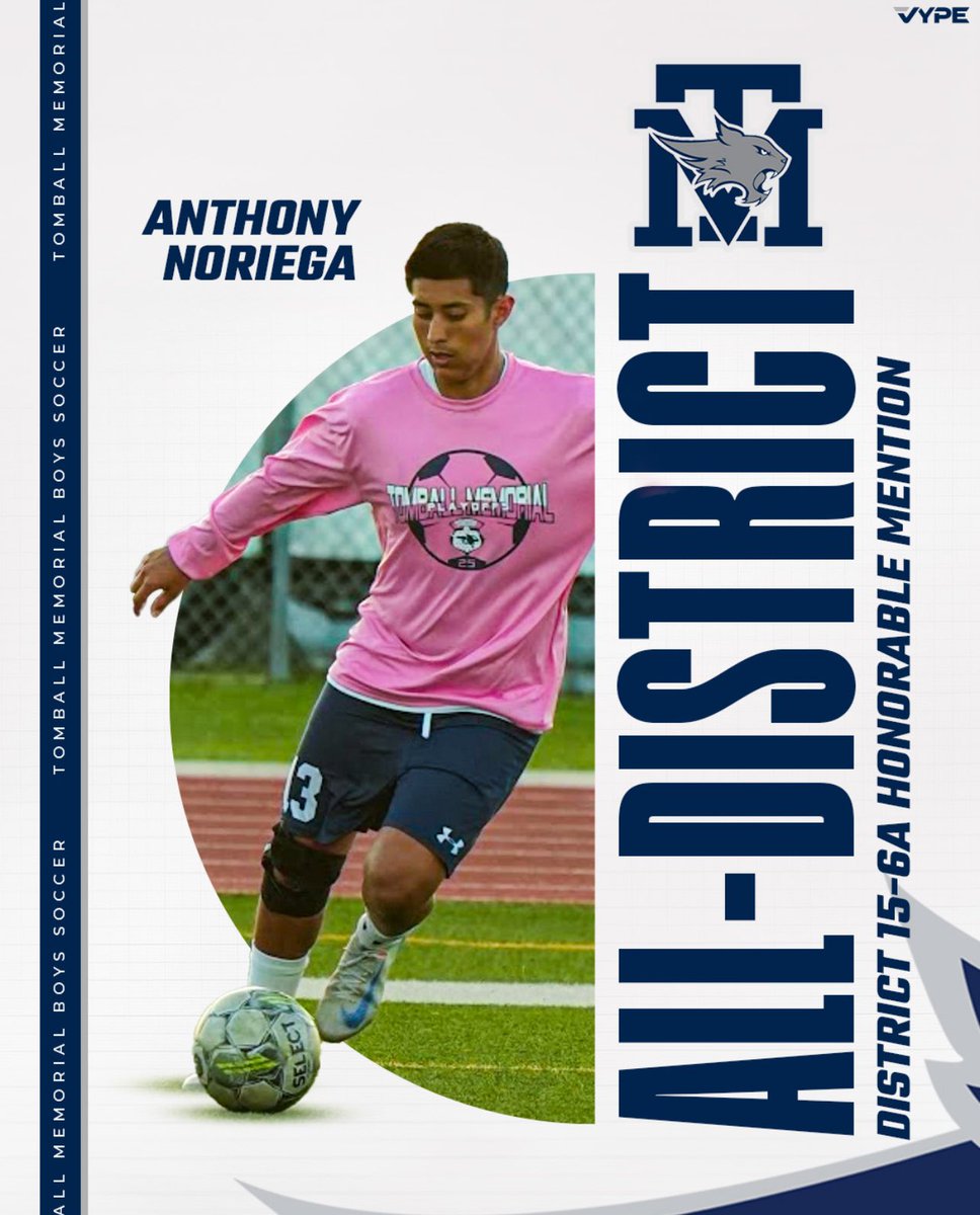 Congratulations to Anthony Noriega on his selection to District 15-6A Honorable Mention. Anthony was another defensive force on our back line and always put the team first. Anthony battled through injuries early on but got stronger as the year progressed.