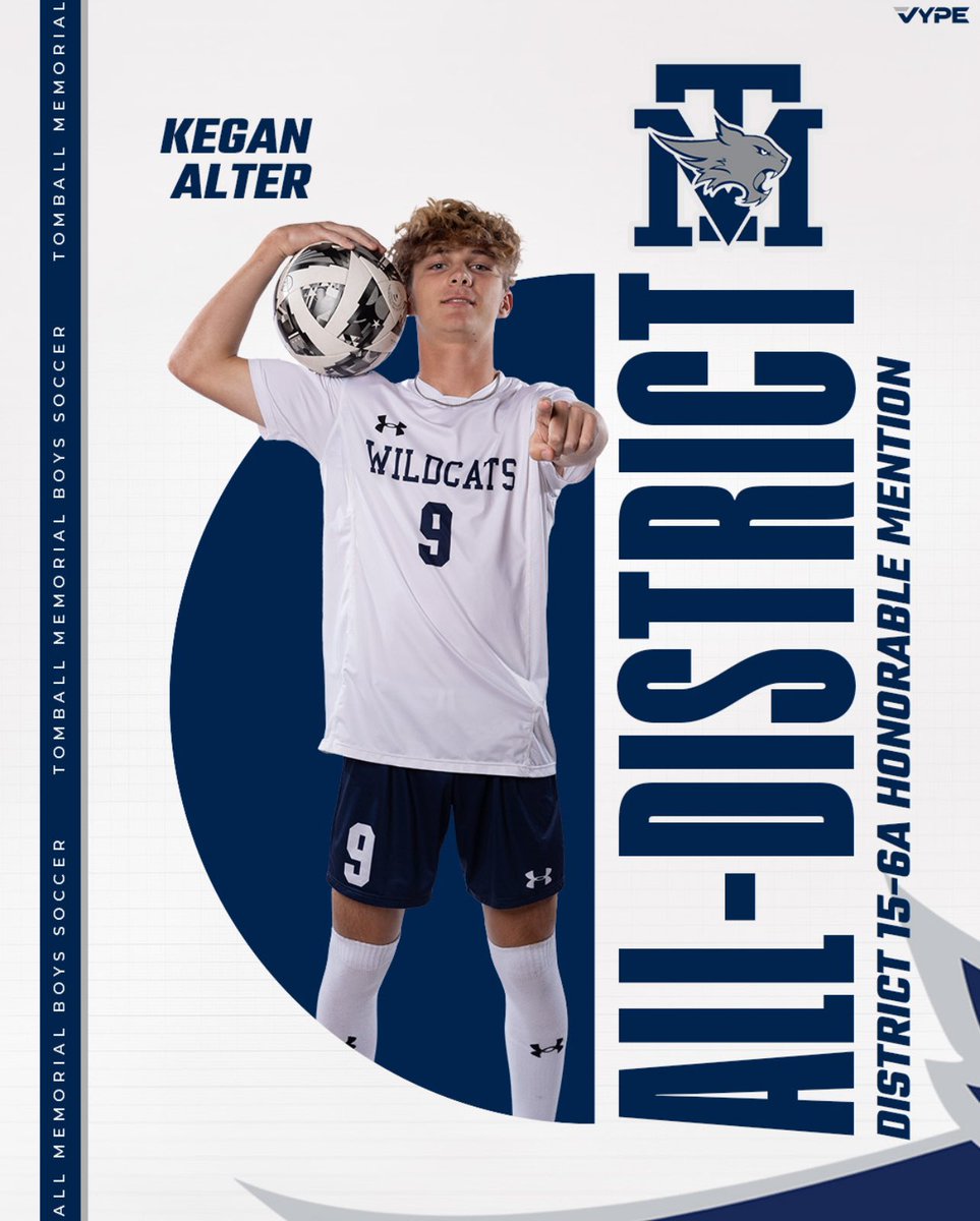 Congratulations to Kegan Alter on his selection to District 15-6A Honorable Mention. Kegan was machine up top for us who always gave 110% effort. Kegan had 3 goals and 3 assists on the year.