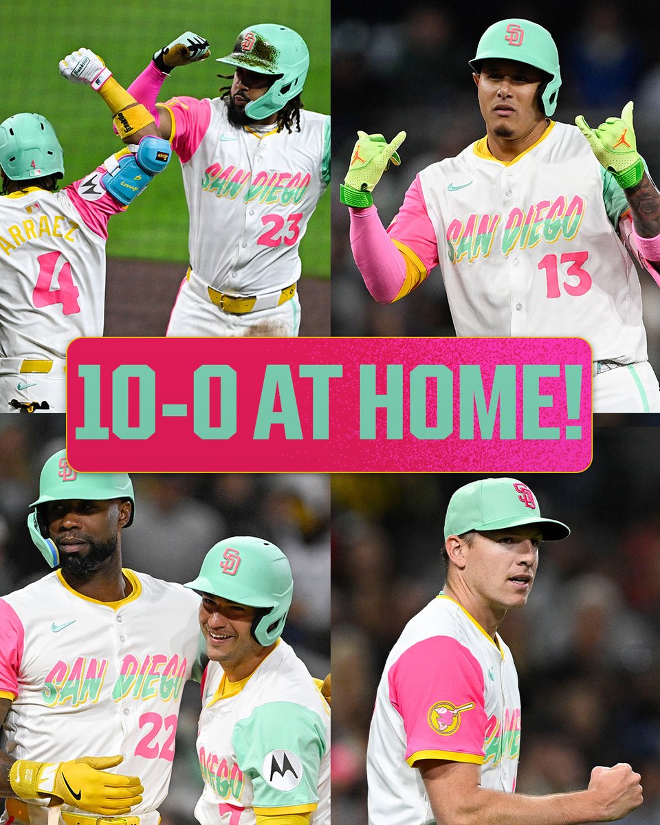 MLB (@mlb) on Twitter photo There's no place like home 🔥
The <a href="/Padres/">San Diego Padres</a> are the sixth team in the Wild Card era to start the season 10-0 at home. There's no place like home 🔥
The <a href="/Padres/">San Diego Padres</a> are the sixth team in the Wild Card era to start the season 10-0 at home.