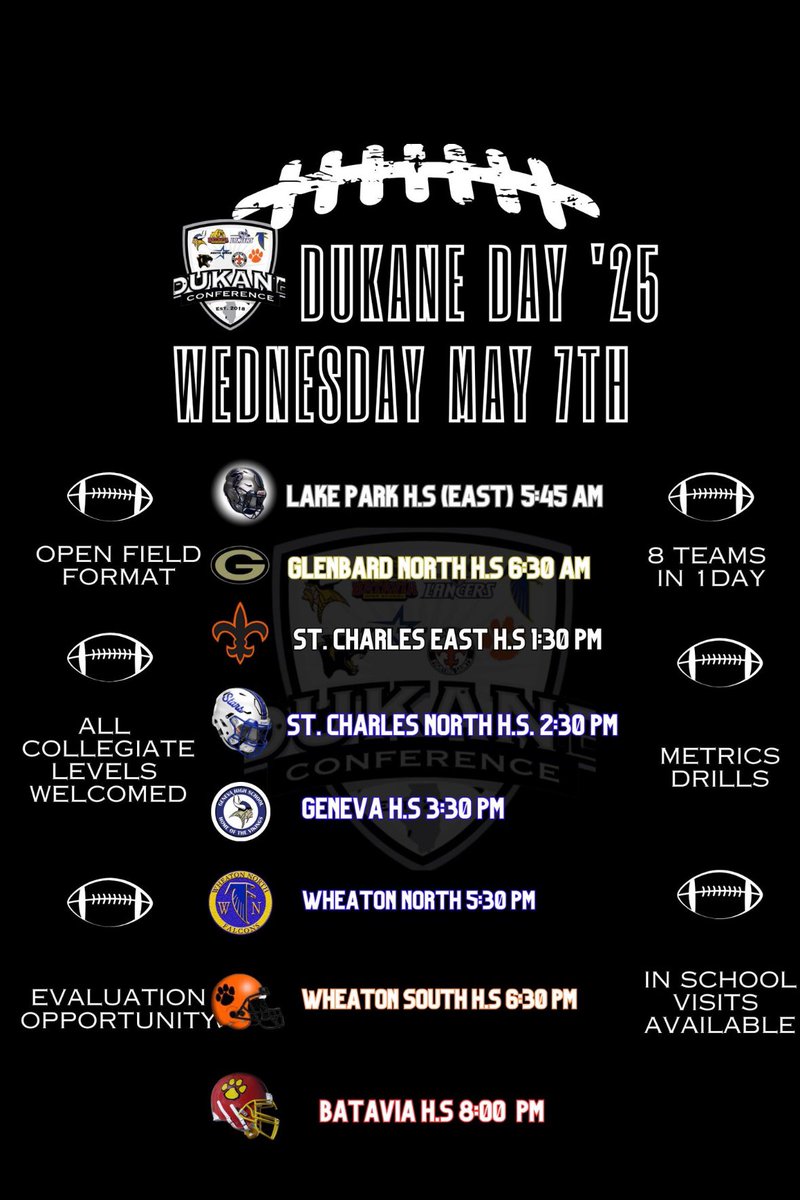 All college coach mark your calendars huge day coming up may 7th dukane day come check out our morning workout at 5:45 am. <a href="/LakeParkFootbal/">Lake Park Lancer Football</a> <a href="/Coach_Kirk_67/">Chris Kirkpatrick</a> <a href="/CoachChris_Roll/">Coach Chris Roll</a> <a href="/EDGYTIM/">Timothy “EDGYTIM” OHalloran</a>