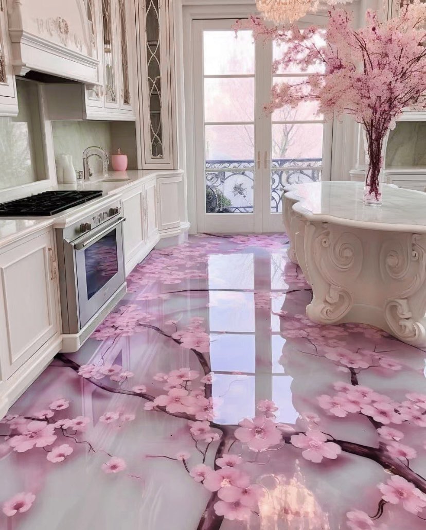HOUSEPORN___'s tweet photo. This kitchen floor is incredible. https://t.co/CRFrIeM3tT