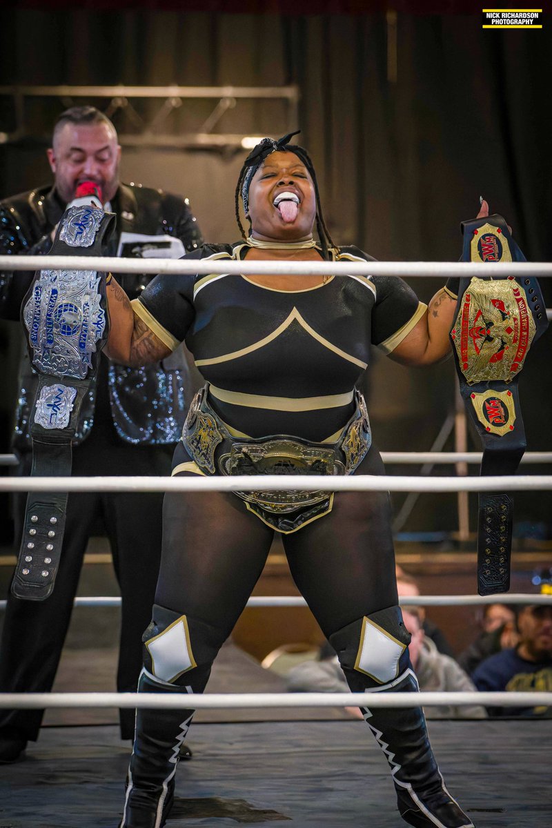 RuthlessLaLa's tweet photo. And STILLLLLLLLL @NYWCWRESTLING, @wrestling_we & @WrestlingMagic World Tag Team Champions PROLIFIC!!!!!!!!! #MzWhatThatLariatDo #AmericanGangsta #FirstLadyOfProlific #MzHitThatHoe #MrBDE #MarqueeStateOfMind #Heavyhitta #Dripset #BrooklynFinest #TripleCrownChampions https://t.co/x6nmx8TnjU