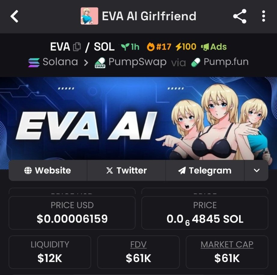 Called $EVA at $61k mcap in My Private alpha t

#SongkranCTWxFB #deprem