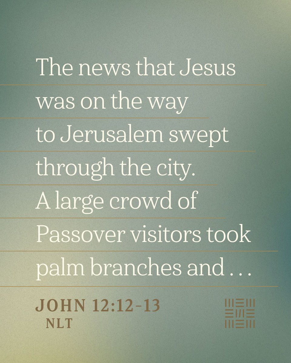 EWStogether's tweet photo. Jesus’ Triumphant Entry 
John 12:12-16, NLT

A large crowd of Passover visitors took palm branches and went down the road to meet him. They shouted,

“Praise God! Blessings on the one who comes in the name of the Lord! Hail to the King of Israel!” https://t.co/0nrKAP64lv