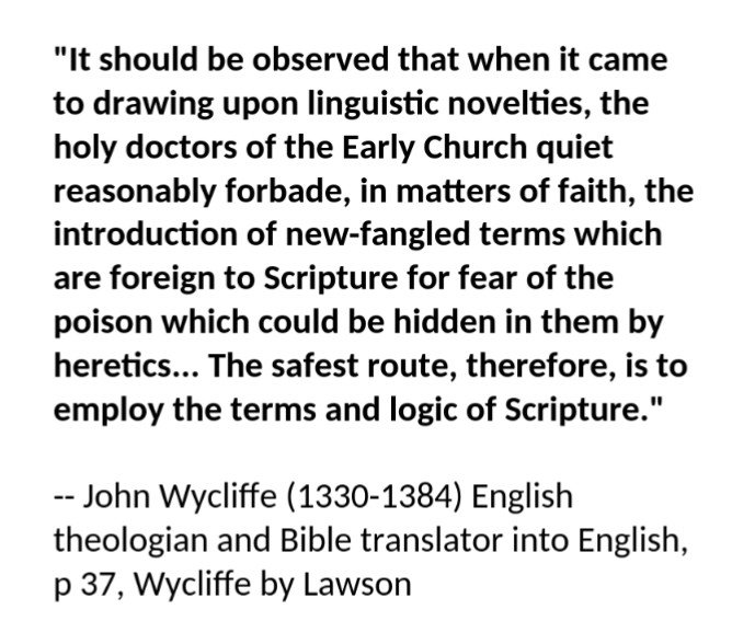 bXsurf's tweet image. "The Christian should speak the words of Scripture under the authority of Scripture, and according to that form which Scripture itself illustrates."
-- John Wycliffe (1330-1384)
He responded to the maze of philosophical abstractions, which didn't appeal to what God revealed.