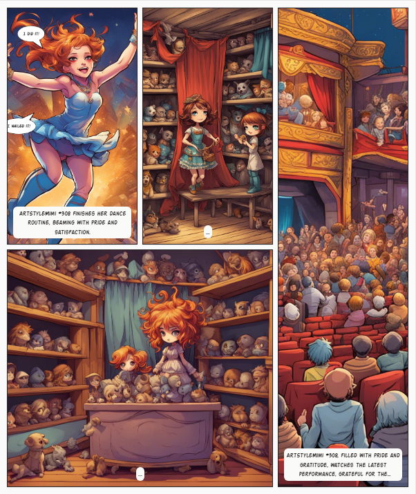 NftTasha's tweet image. Waiting for you, Mimi brings laughter and magic. She’s more than wood; she’s pure art. Feel the vibe at the theater! #PerformanceVibes 🎉 )😽